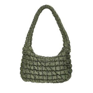 No Boundaries Women's Quilted Puffer Oversized Shoulder Hobo Bag, Olive New